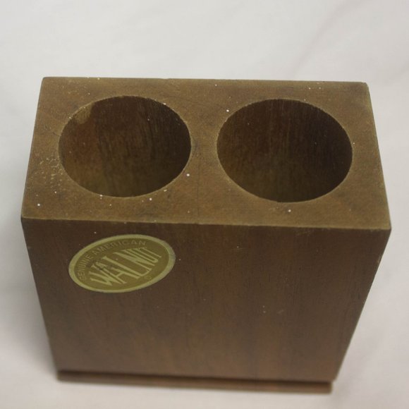 Vintage 70s Lasercraft Walnut Pen Holder - Picture 3 of 7